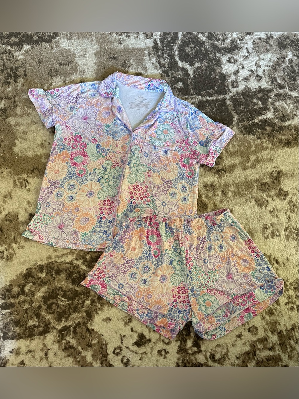 Little Sleepies Pastel Floral Short Pajama Set - Pink, Blue, Yellow, Green